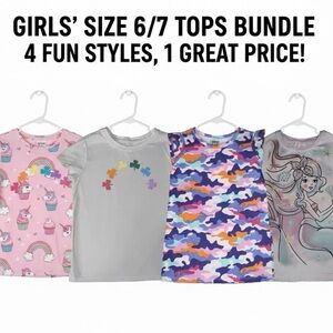 Girls' Colorful Graphic T-Shirts Bundle